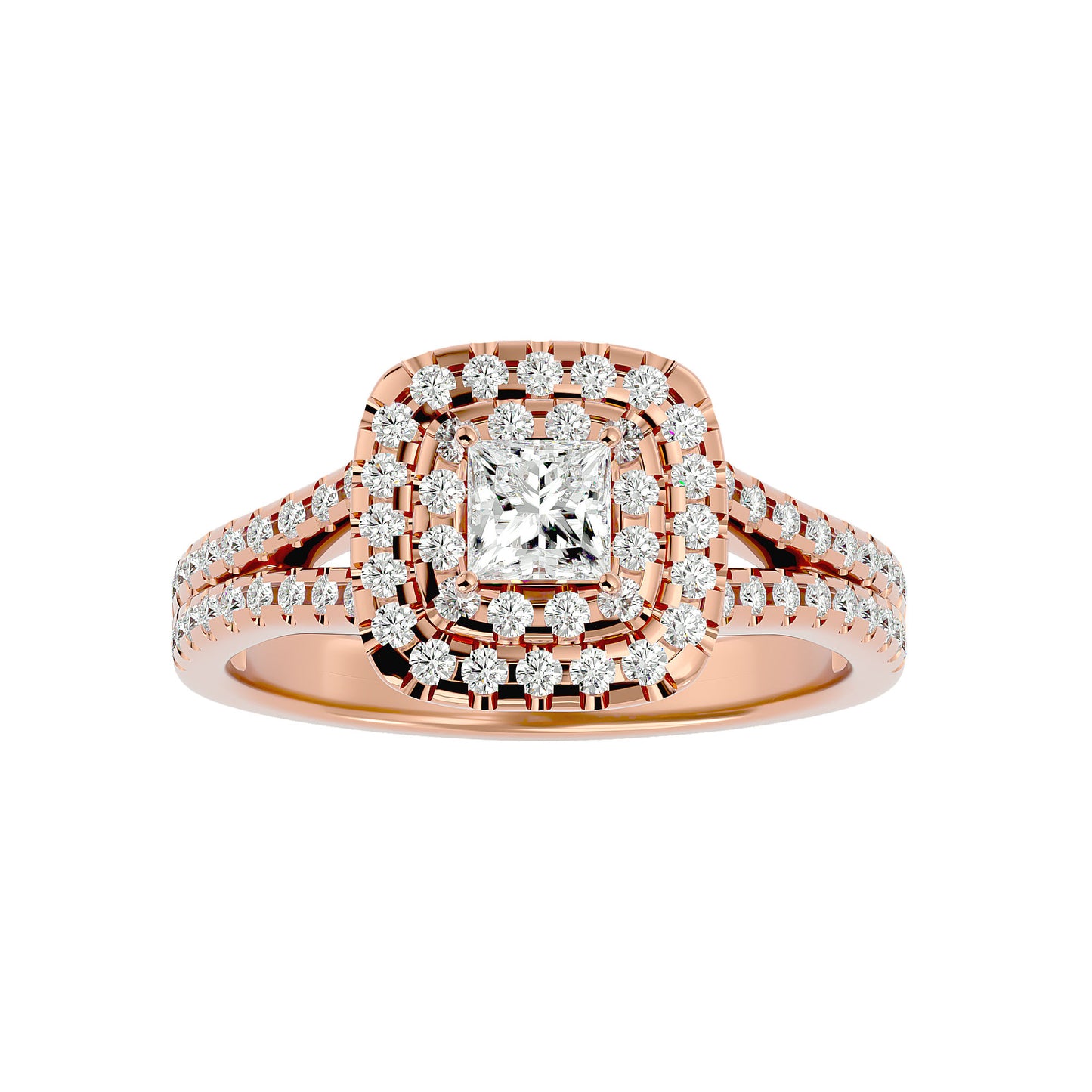 Ari Princess halo diamond engagement ring