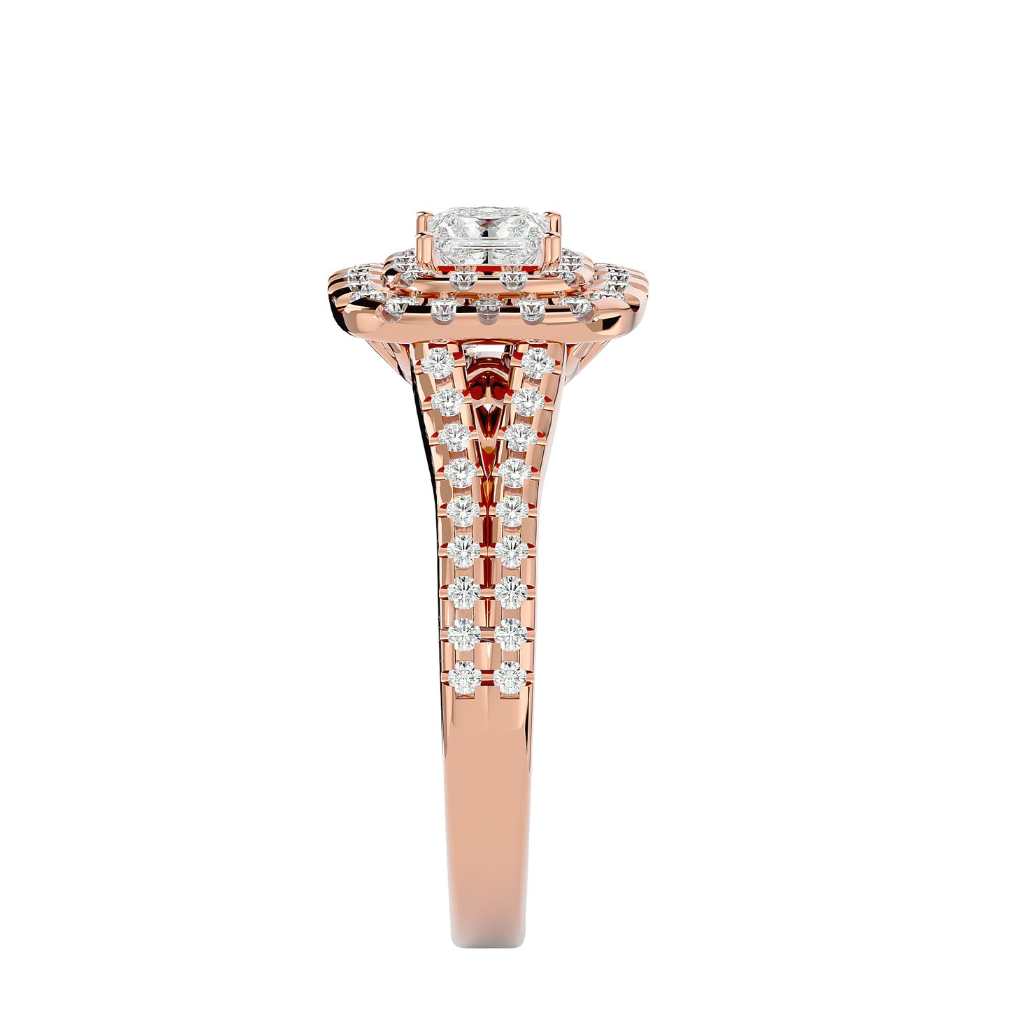 Ari Princess halo diamond engagement ring