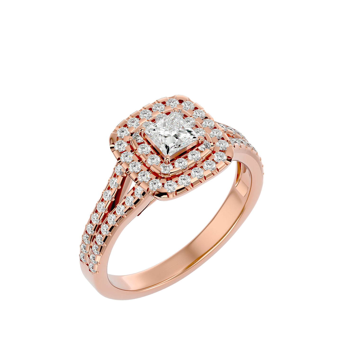 Ari Princess halo diamond engagement ring