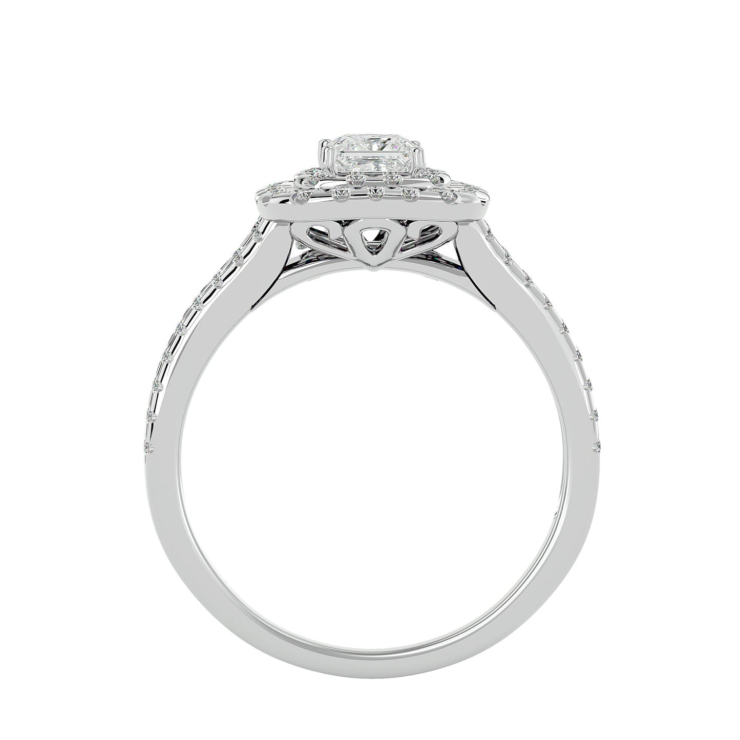 Ari Princess halo diamond engagement ring