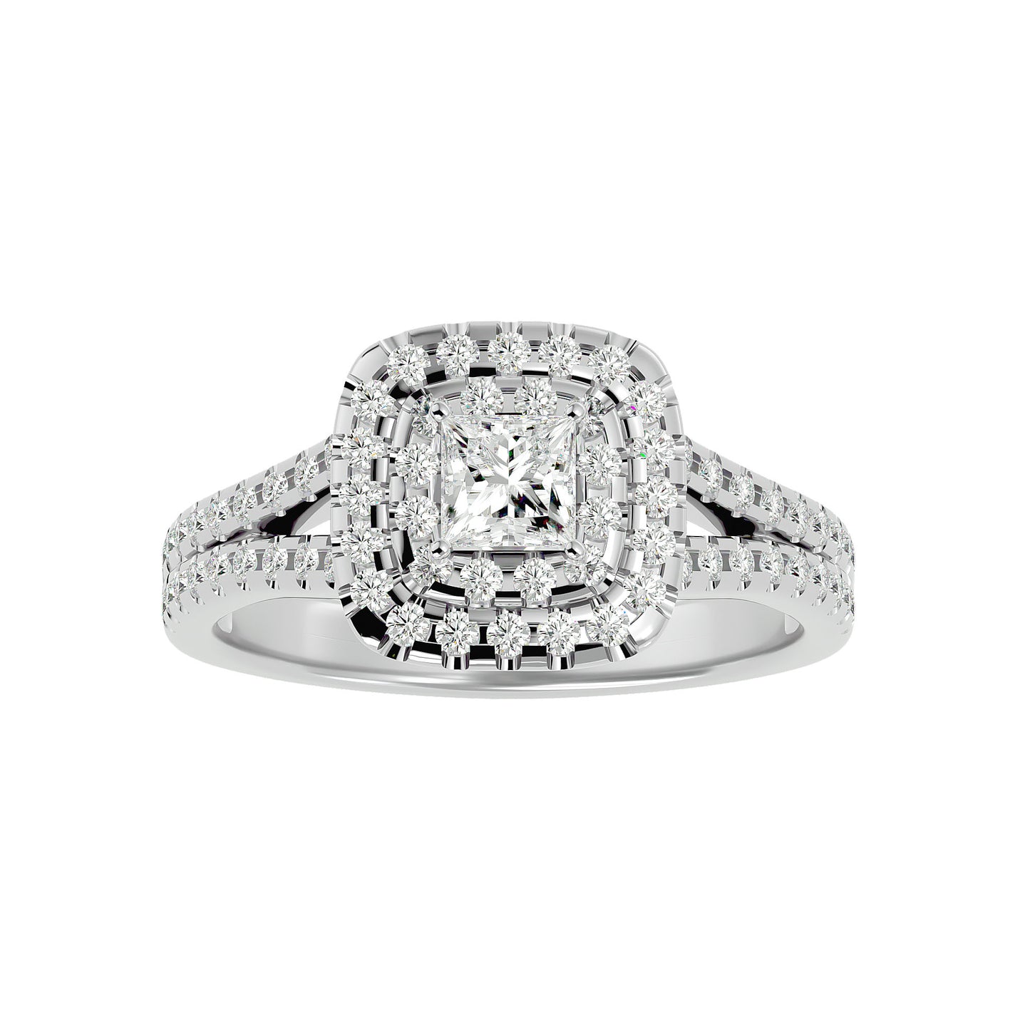 Ari Princess halo diamond engagement ring