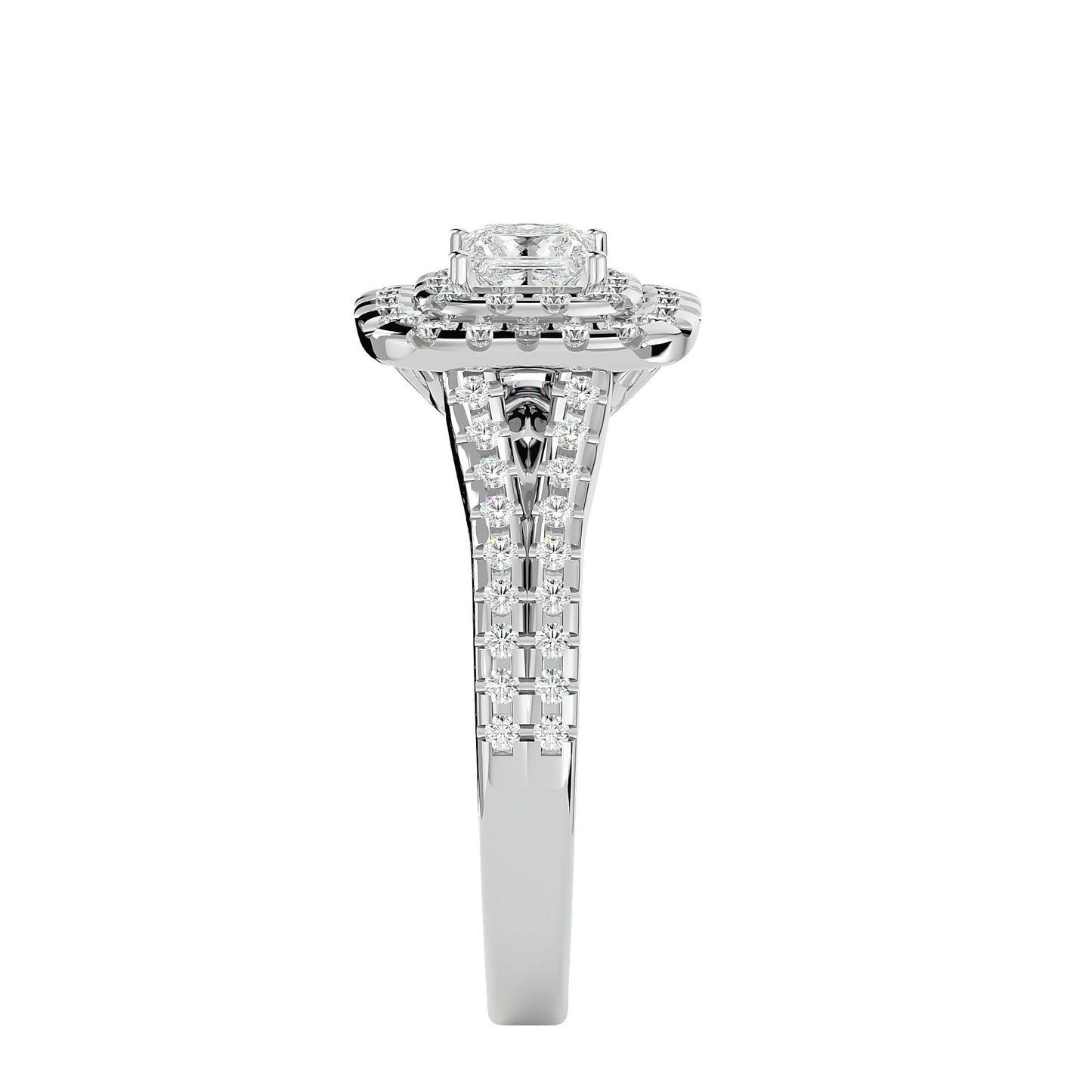 Ari Princess halo diamond engagement ring