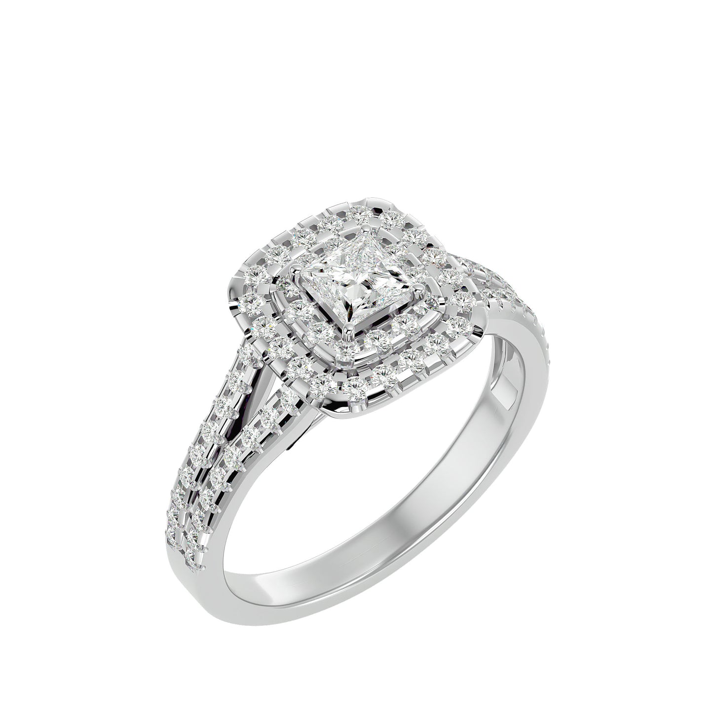 Ari Princess halo diamond engagement ring