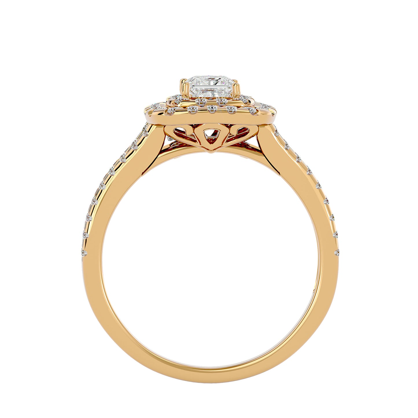 Ari Princess halo diamond engagement ring