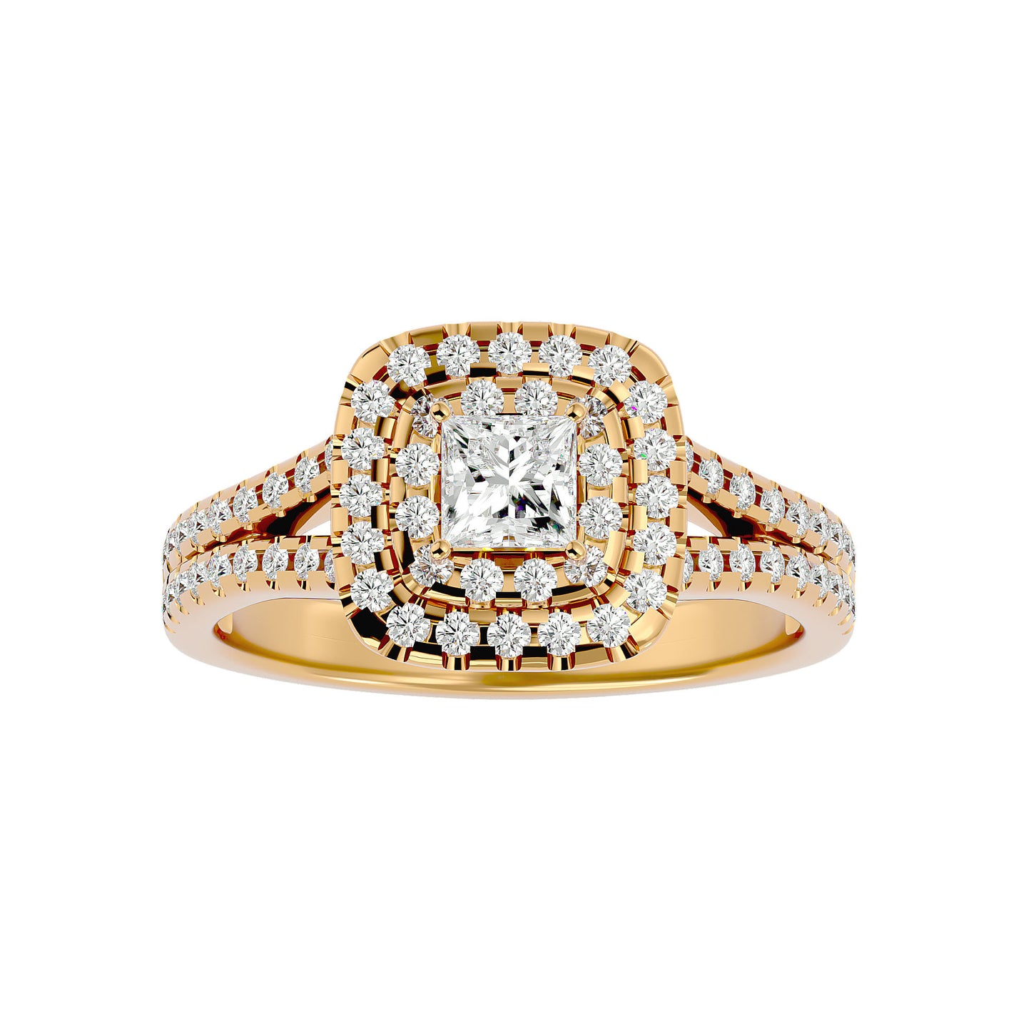 Ari Princess halo diamond engagement ring