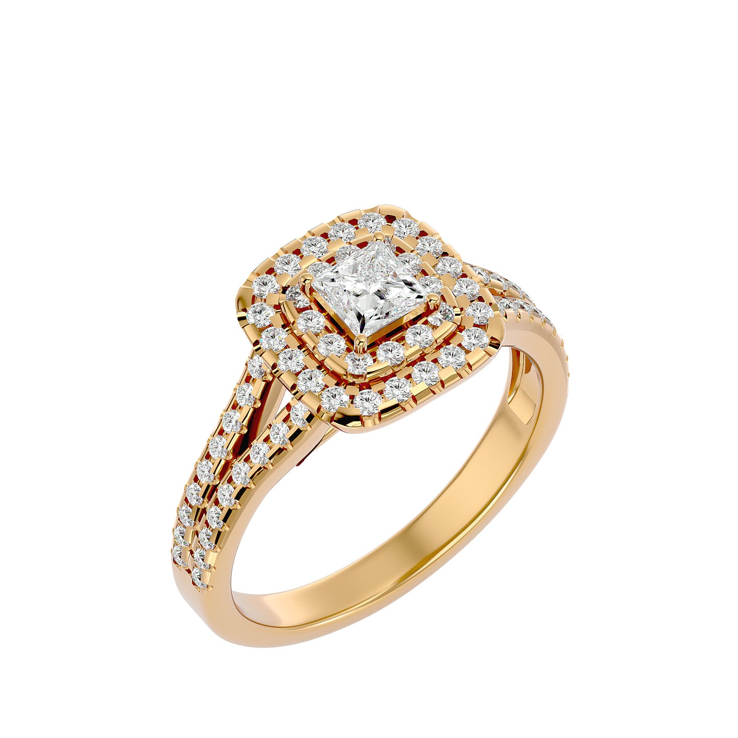 Ari Princess halo diamond engagement ring