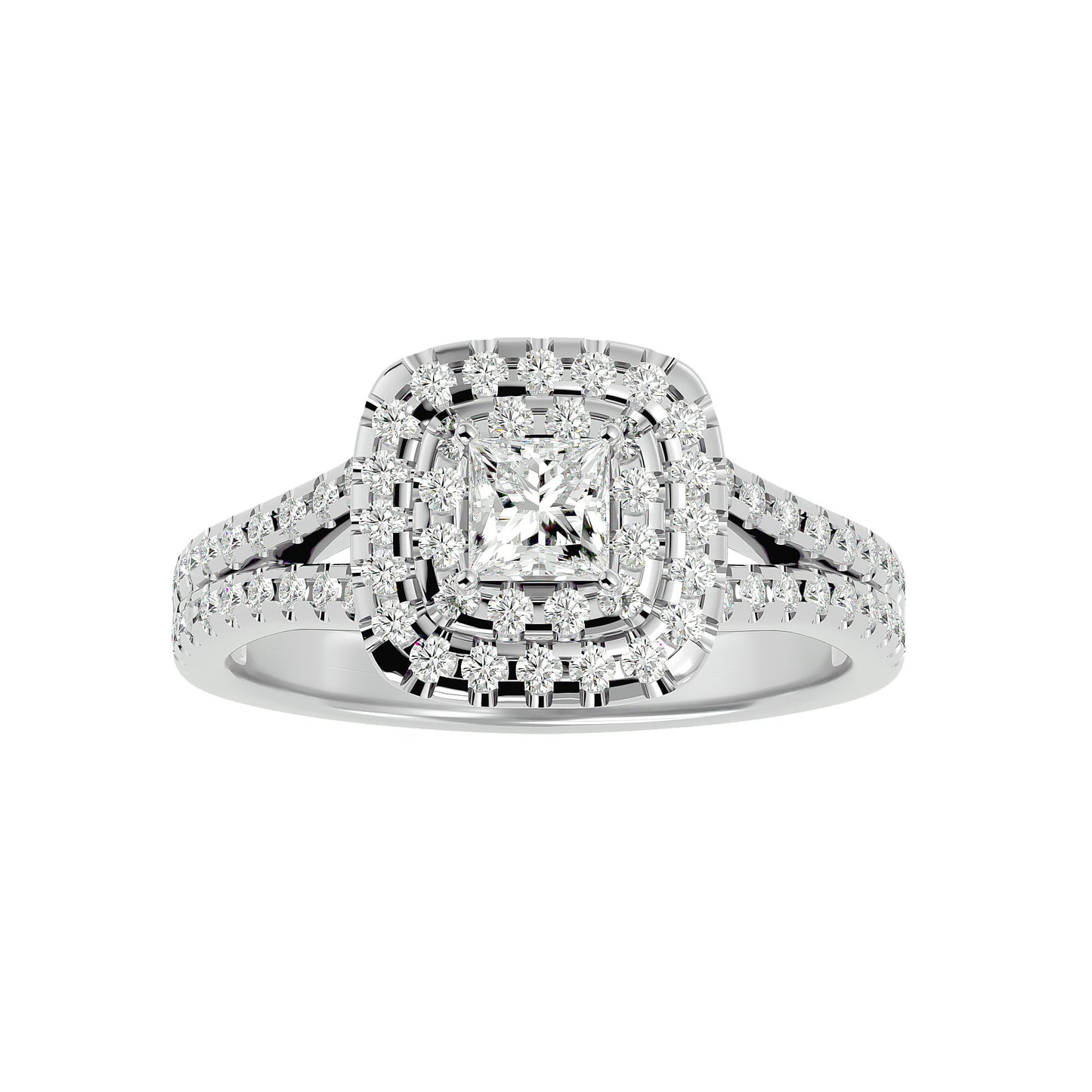 Reni double halo diamond engagement ring
