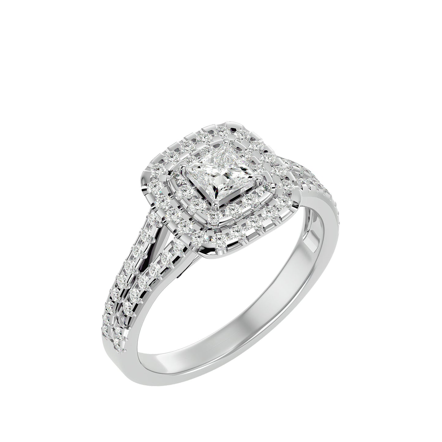 Reni double halo diamond engagement ring