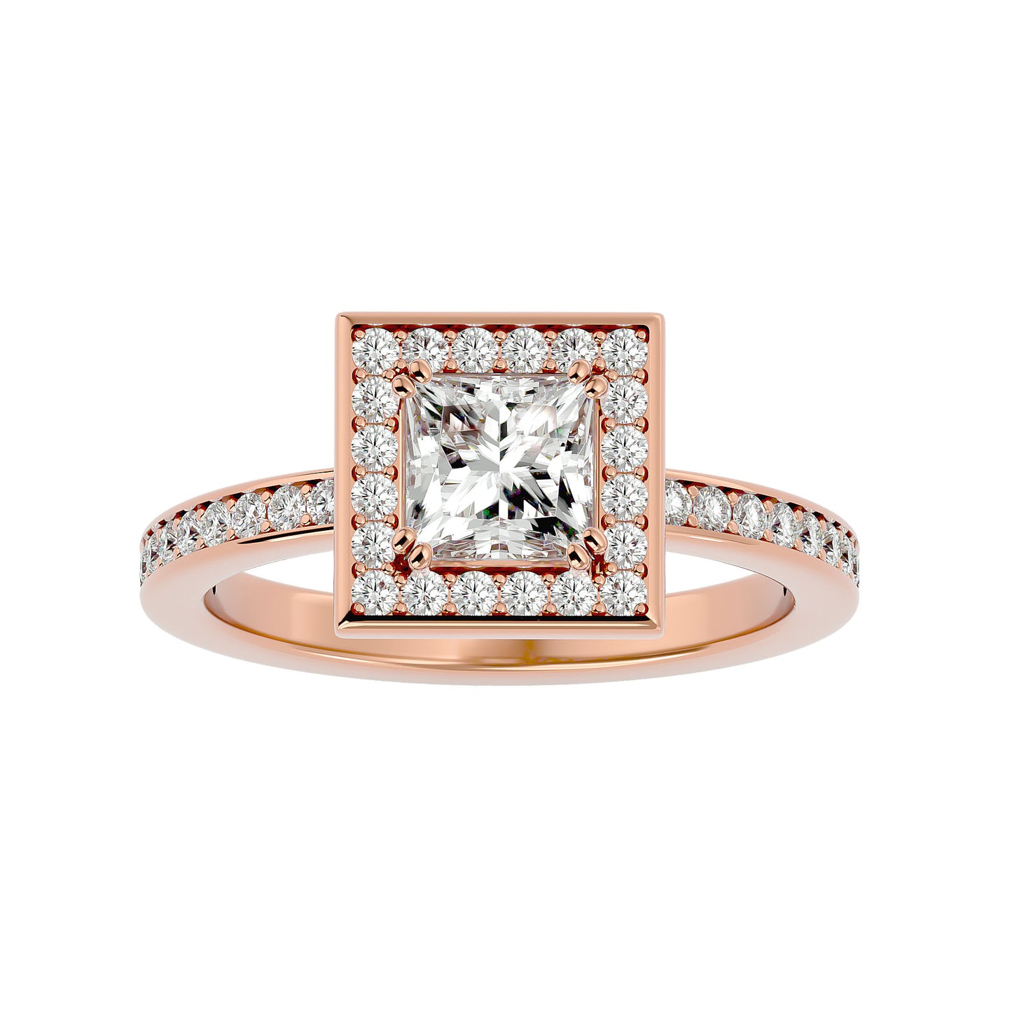 Zinia Princess halo diamond engagement ring