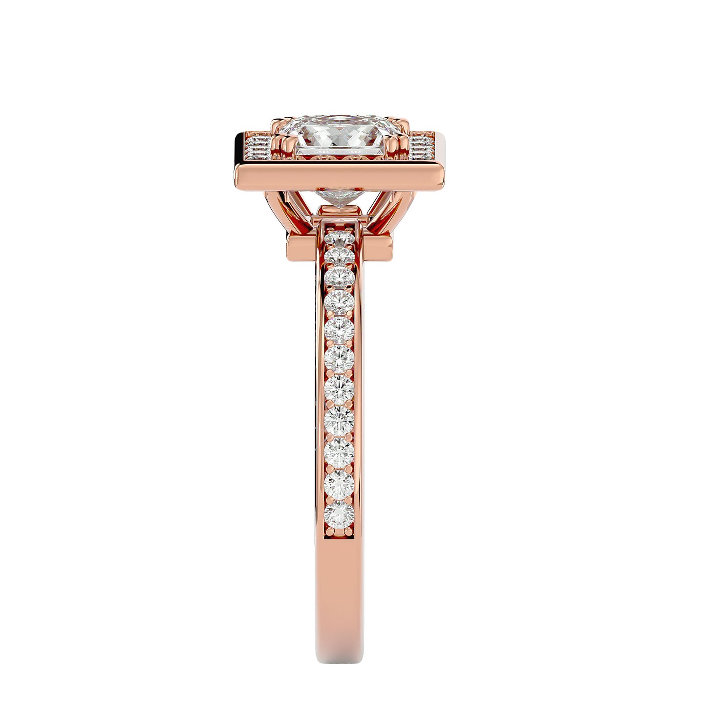 Zinia Princess halo diamond engagement ring