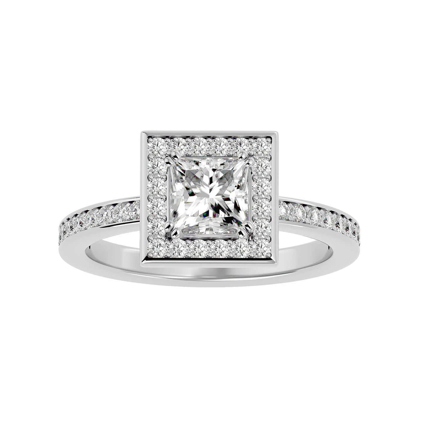 Zinia Princess halo diamond engagement ring