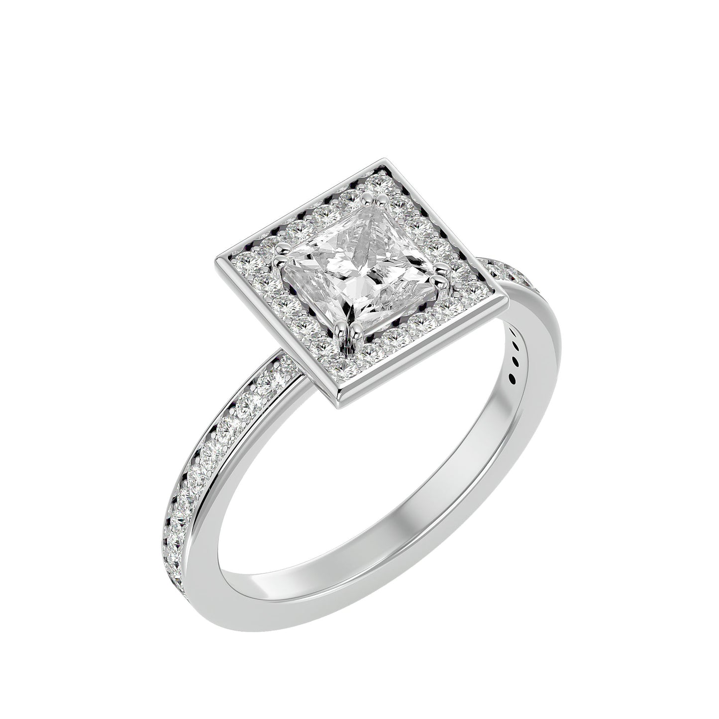 Zinia Princess halo diamond engagement ring