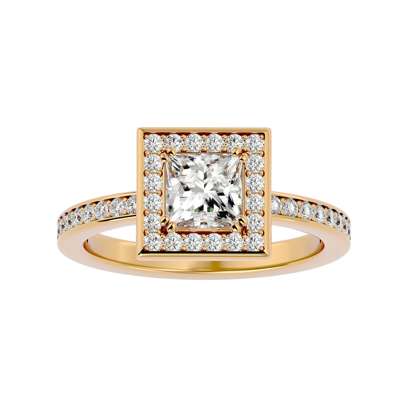 Zinia Princess halo diamond engagement ring