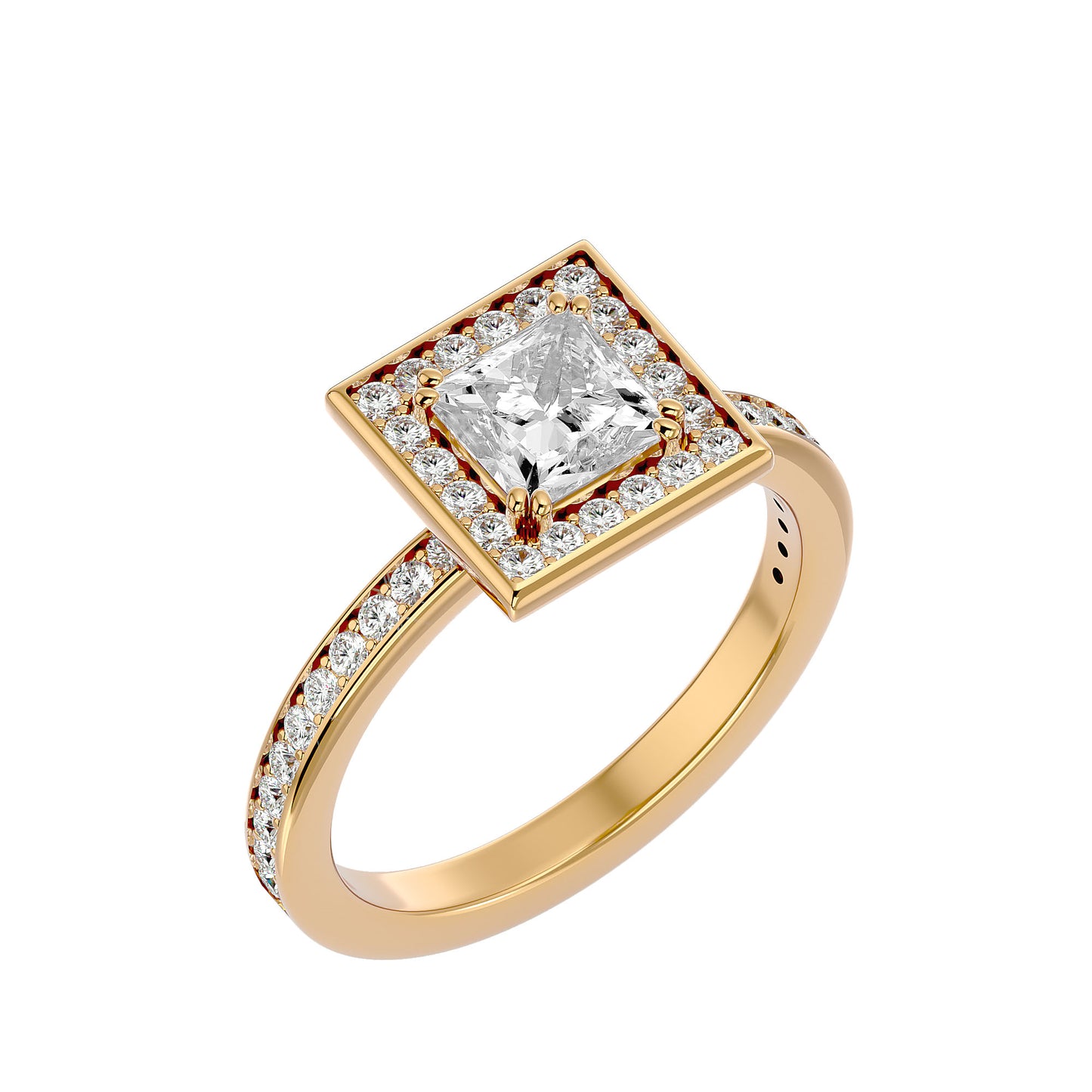 Zinia Princess halo diamond engagement ring