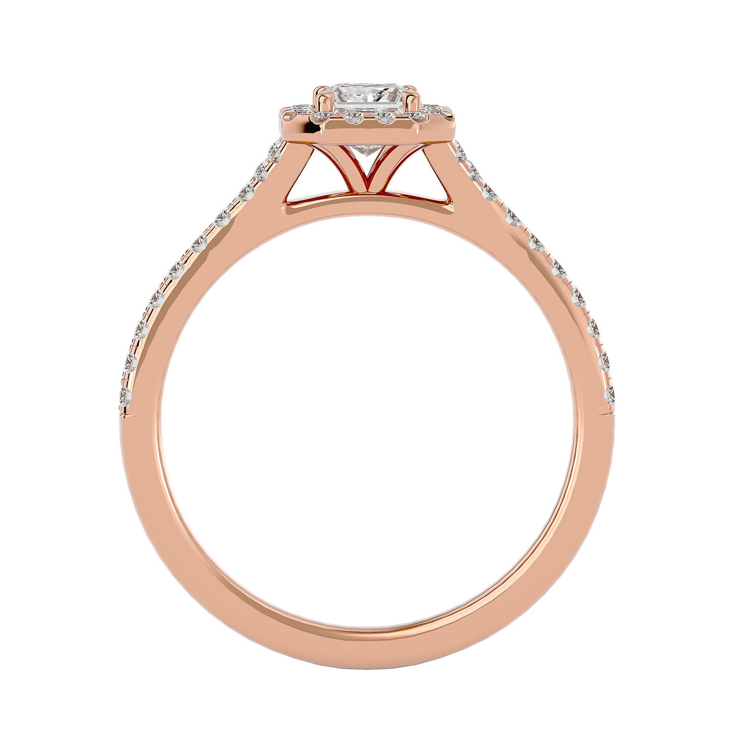 California princess halo diamond engagement ring
