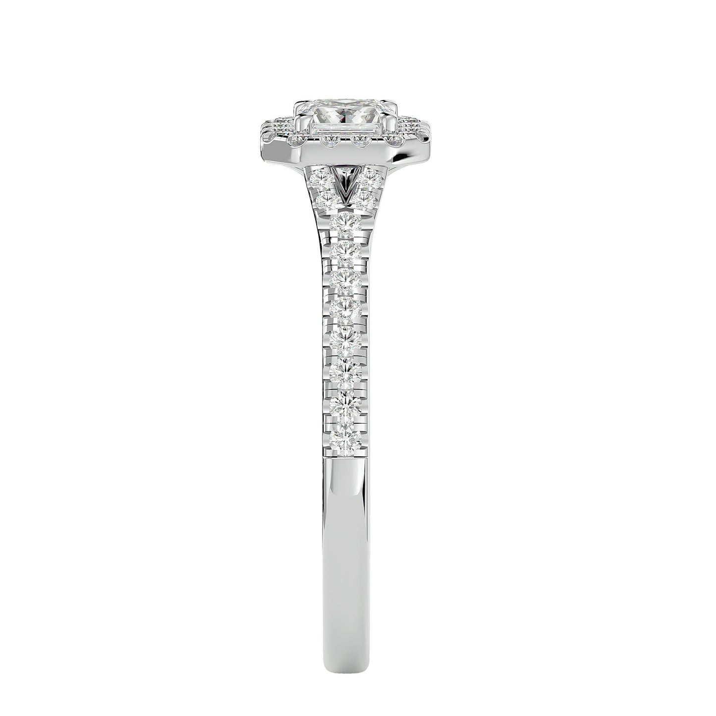California princess halo diamond engagement ring