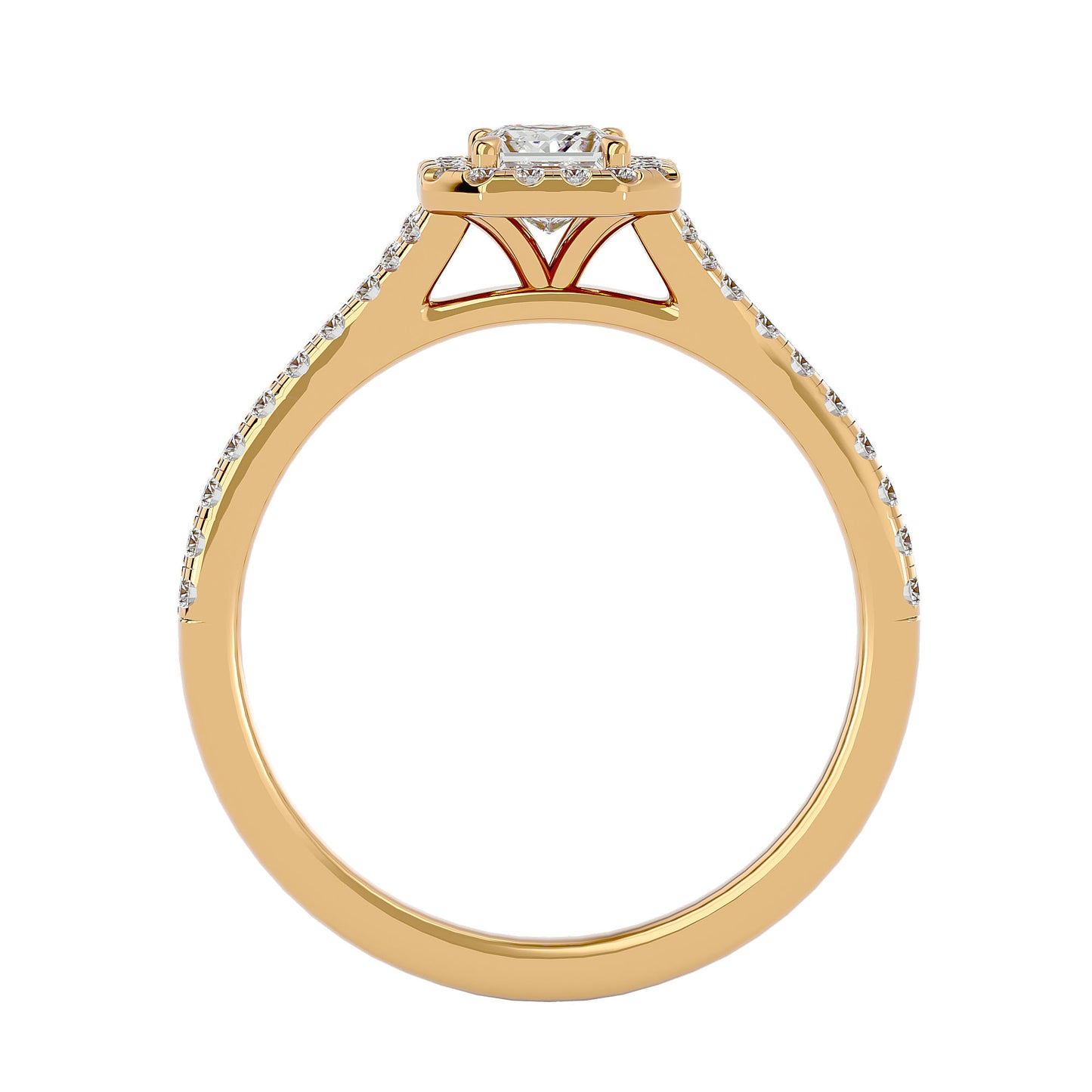 California princess halo diamond engagement ring
