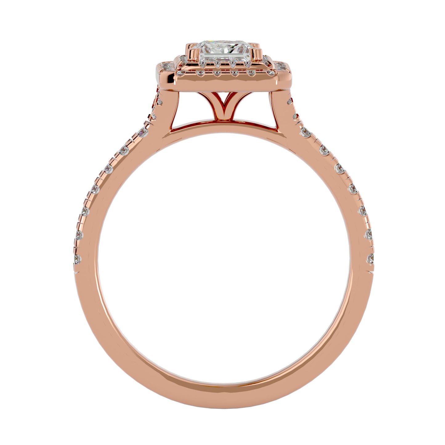 Double halo princess diamond engagement ring