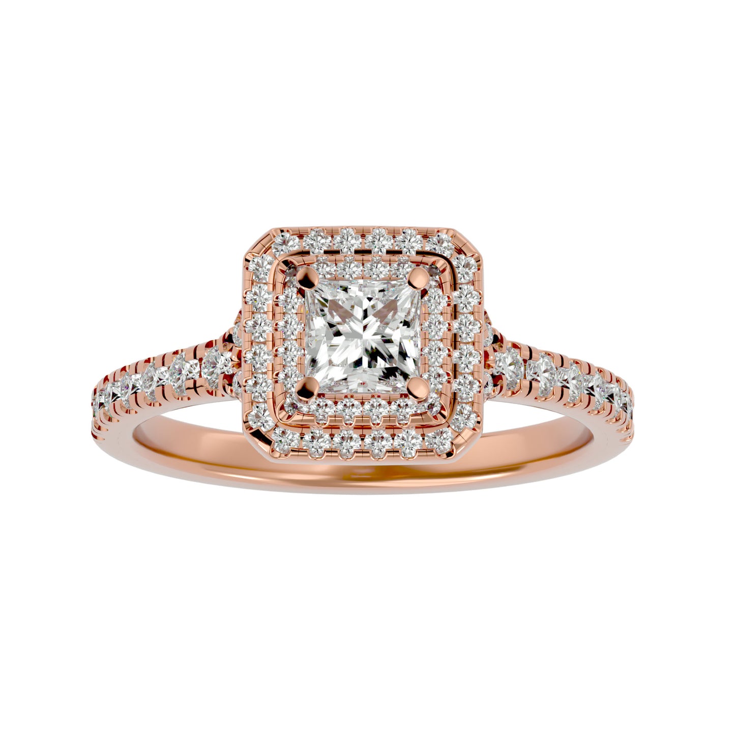 Double halo princess diamond engagement ring