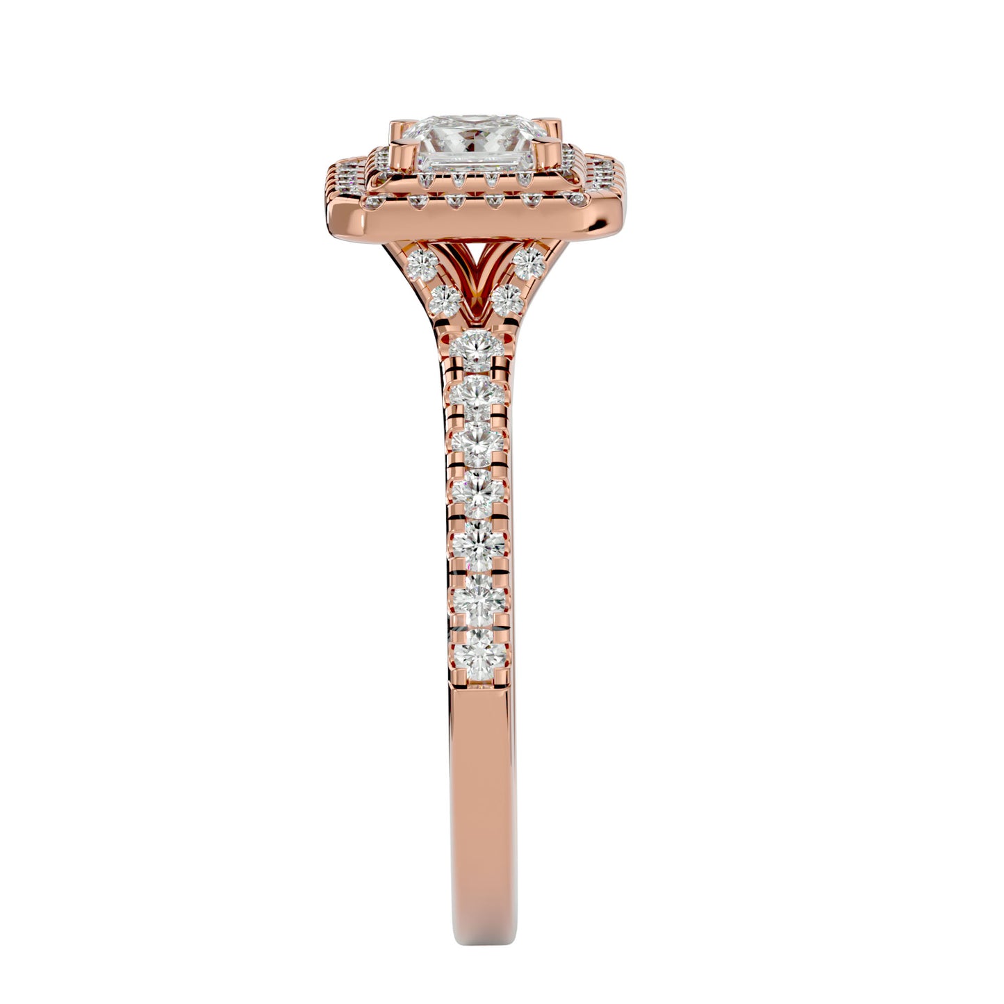 Double halo princess diamond engagement ring
