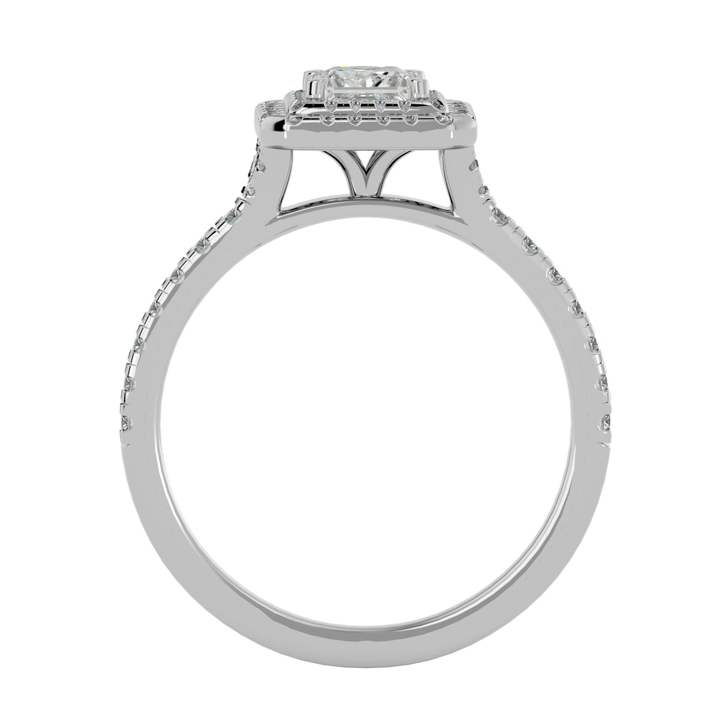 Double halo princess diamond engagement ring