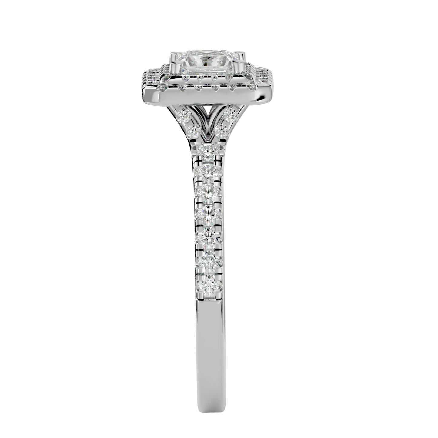 Double halo princess diamond engagement ring