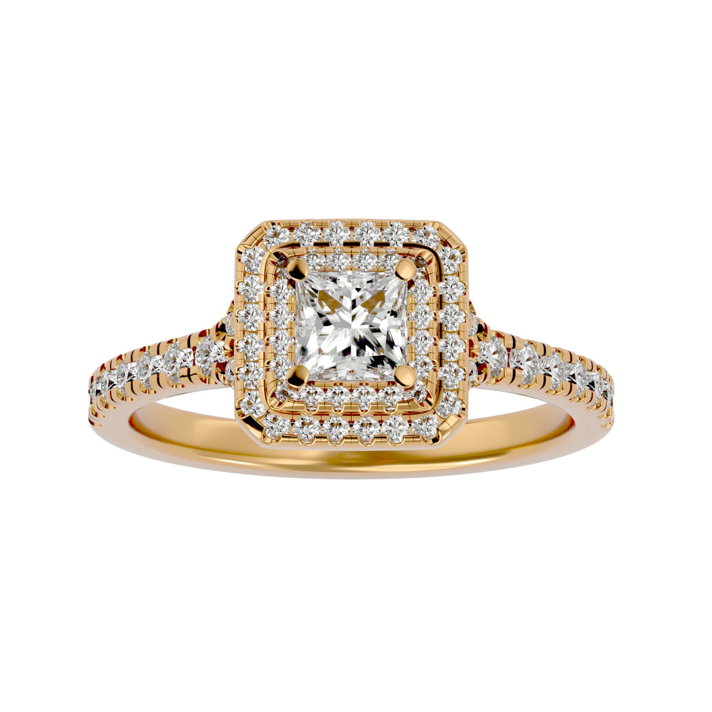 Double halo princess diamond engagement ring
