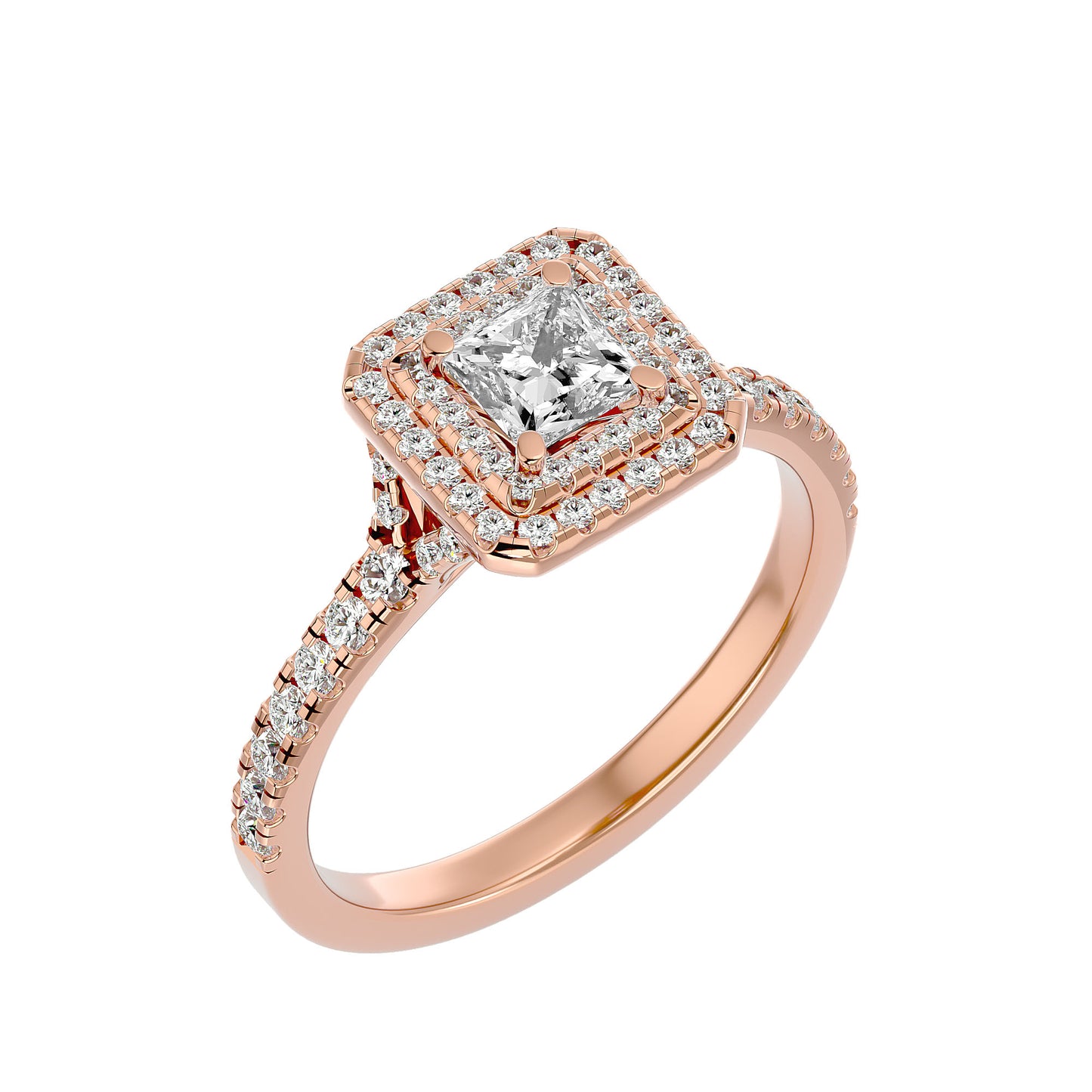 Duke double halo diamond engagement ring