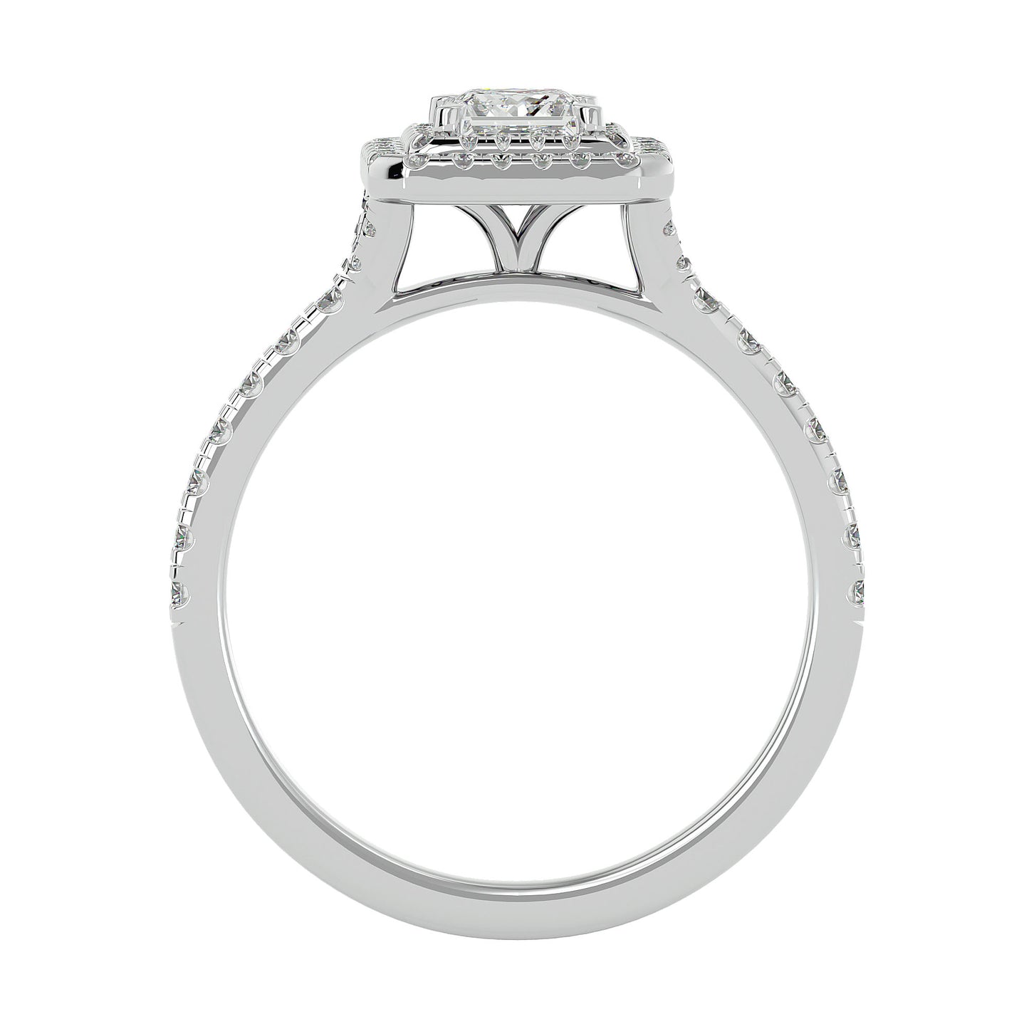 Duke double halo diamond engagement ring