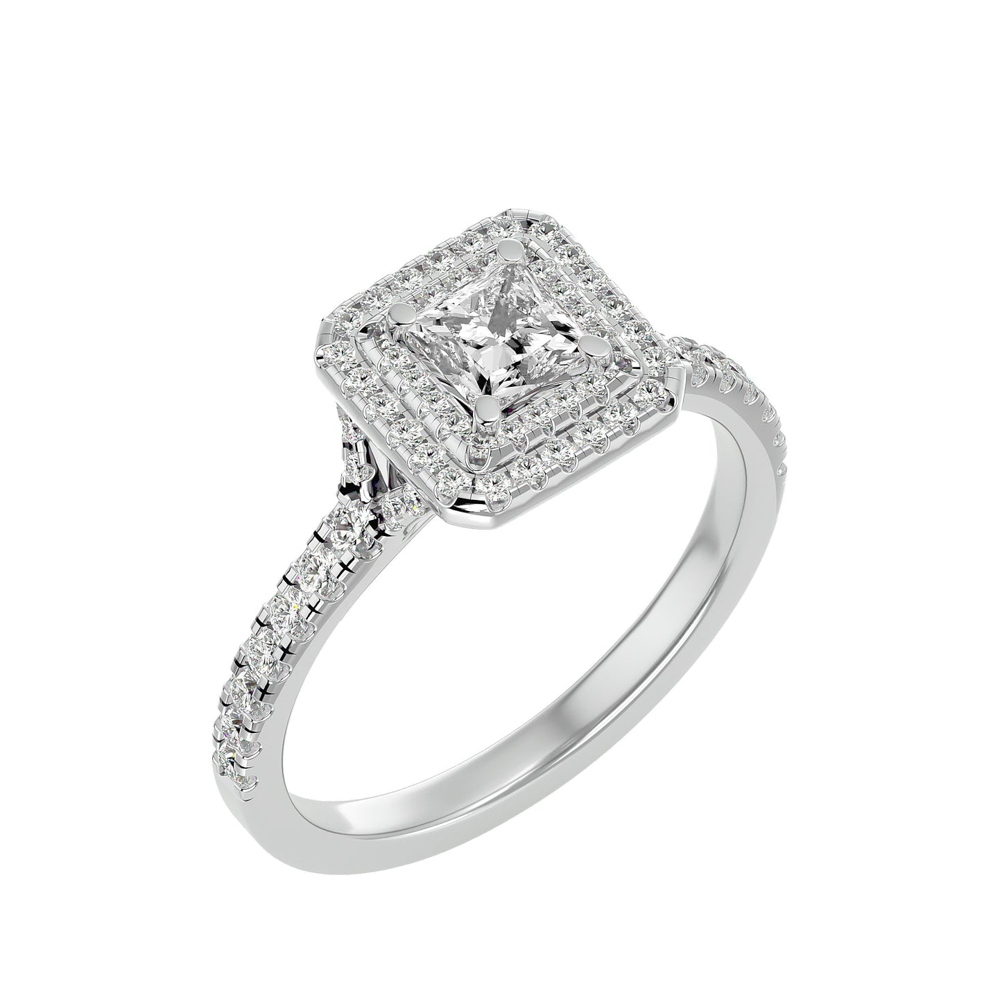 Duke double halo diamond engagement ring