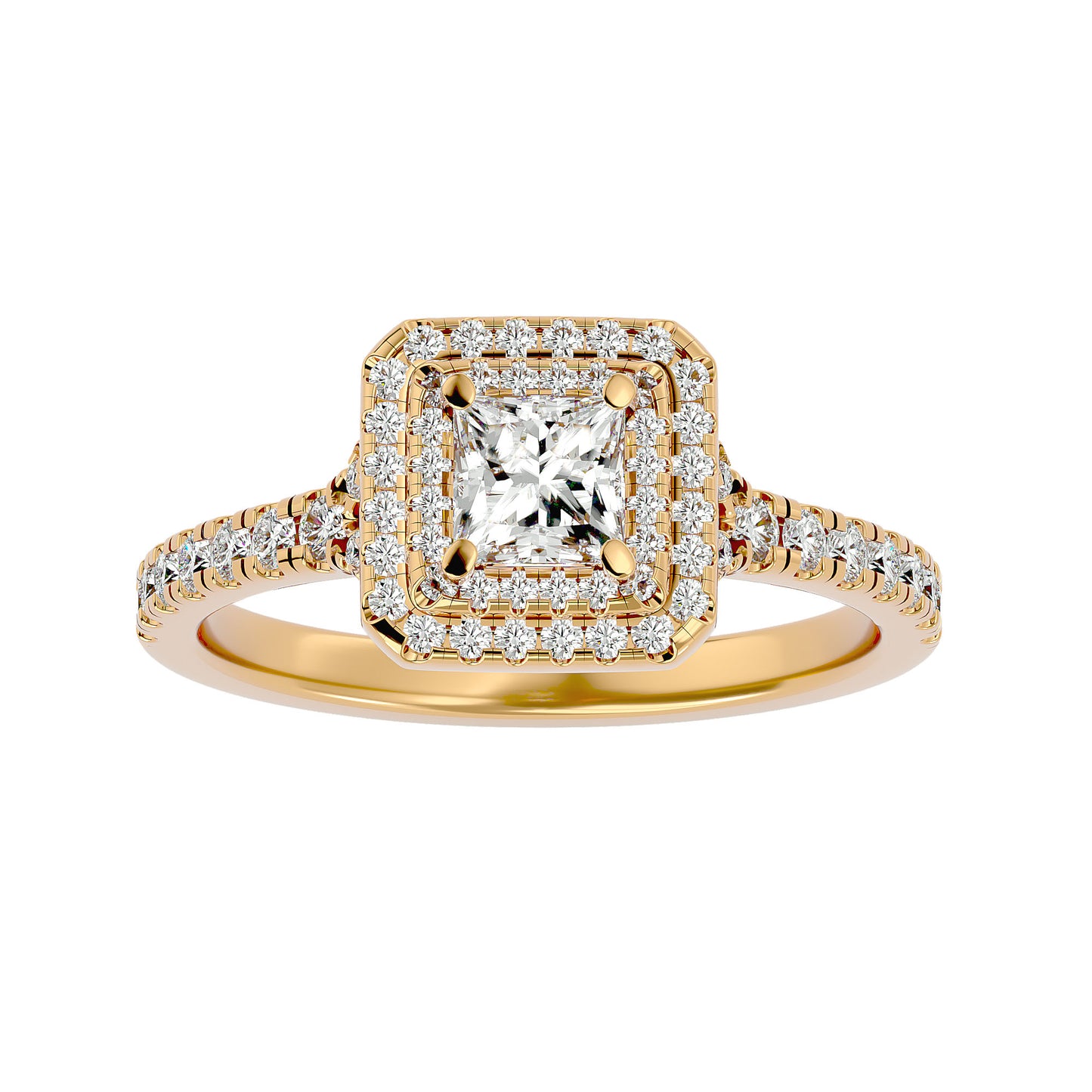Duke double halo diamond engagement ring