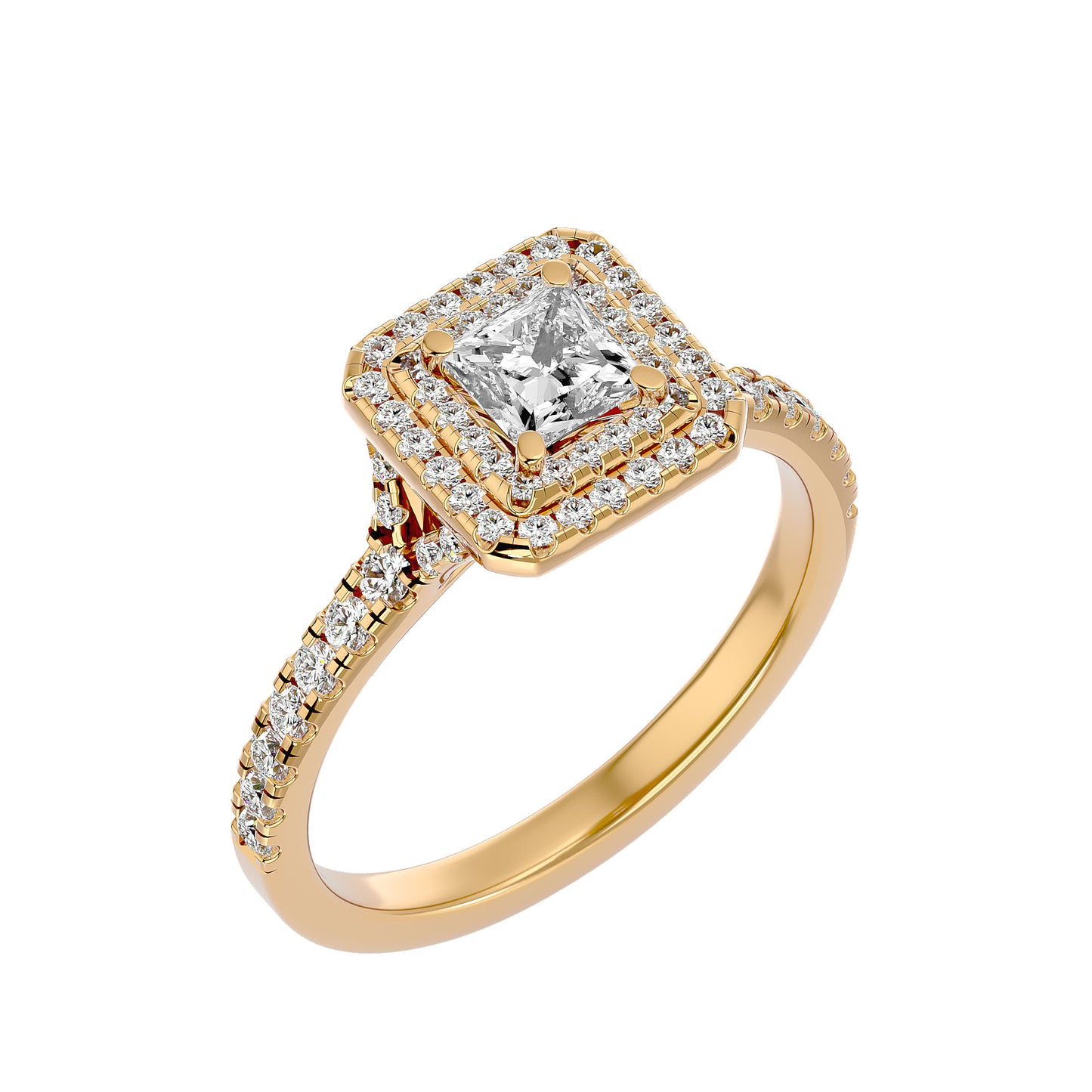 Duke double halo diamond engagement ring