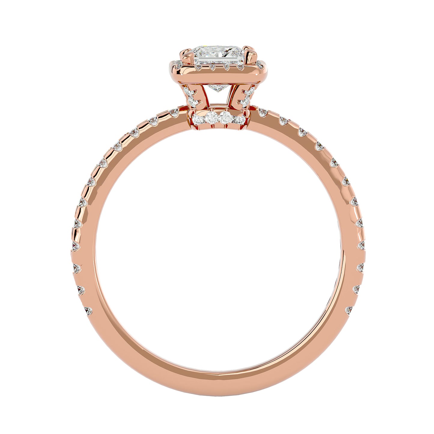 Cherry halo diamond engagement ring