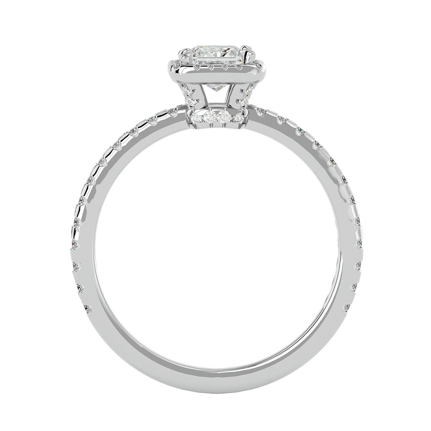 Cherry halo diamond engagement ring
