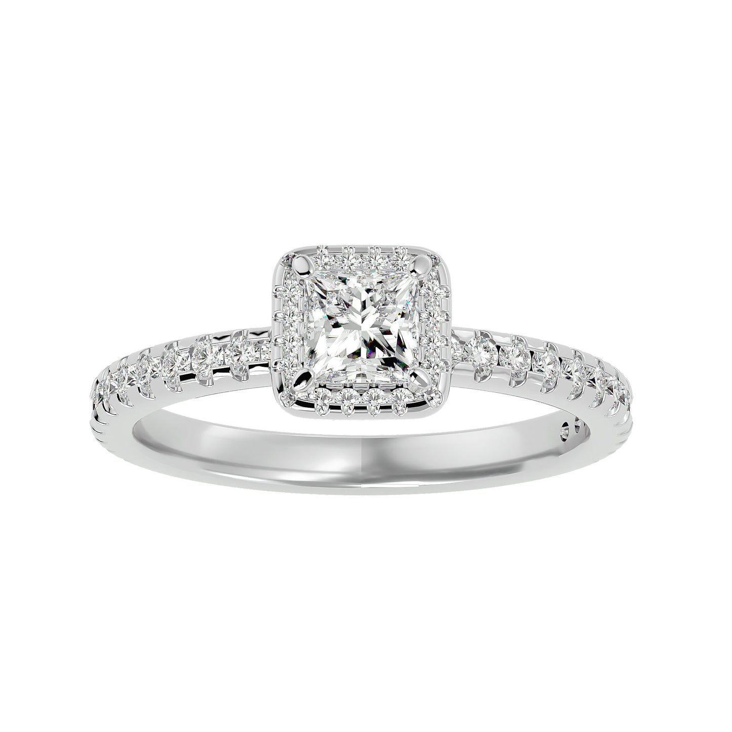 Cherry halo diamond engagement ring