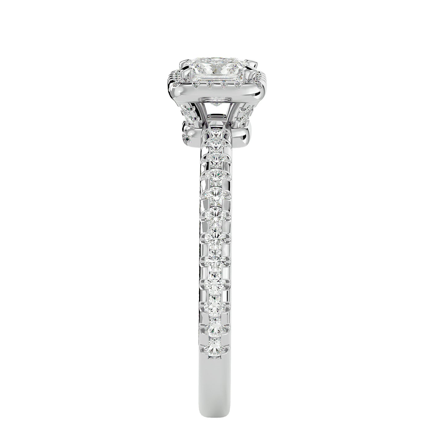 Cherry halo diamond engagement ring