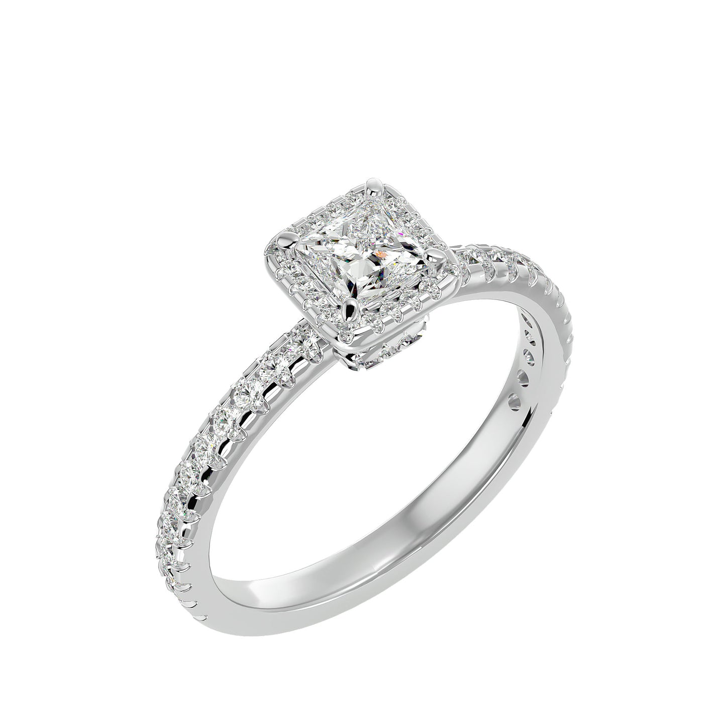 Cherry halo diamond engagement ring