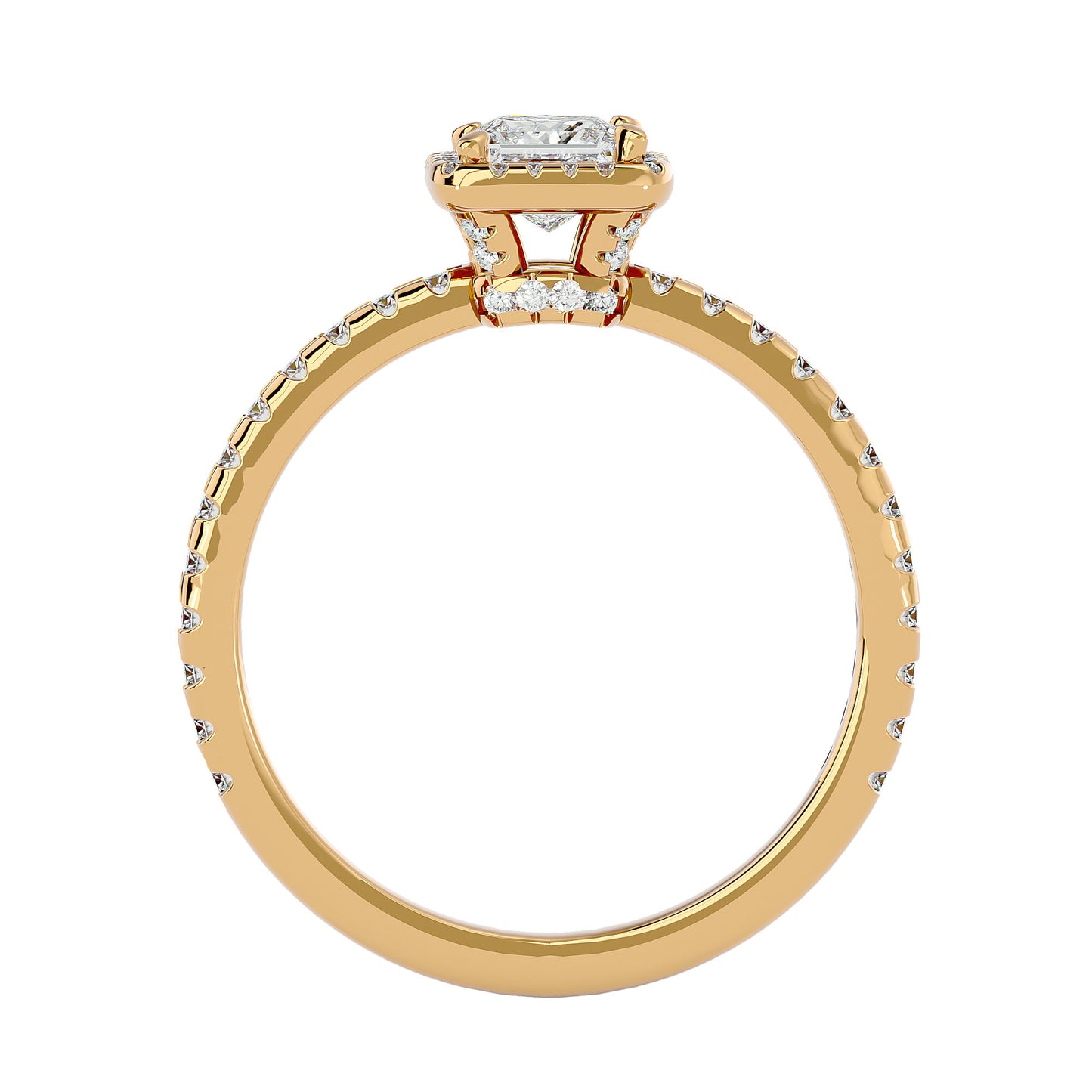 Cherry halo diamond engagement ring