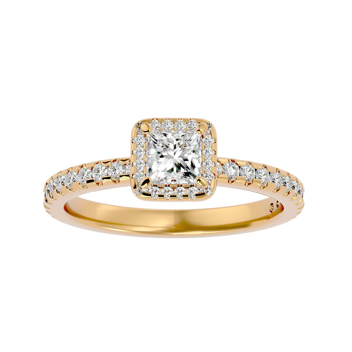 Cherry halo diamond engagement ring