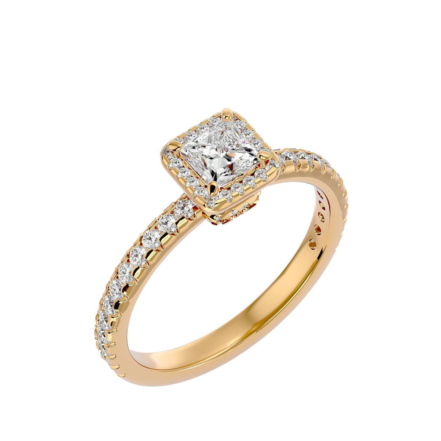 Cherry halo diamond engagement ring