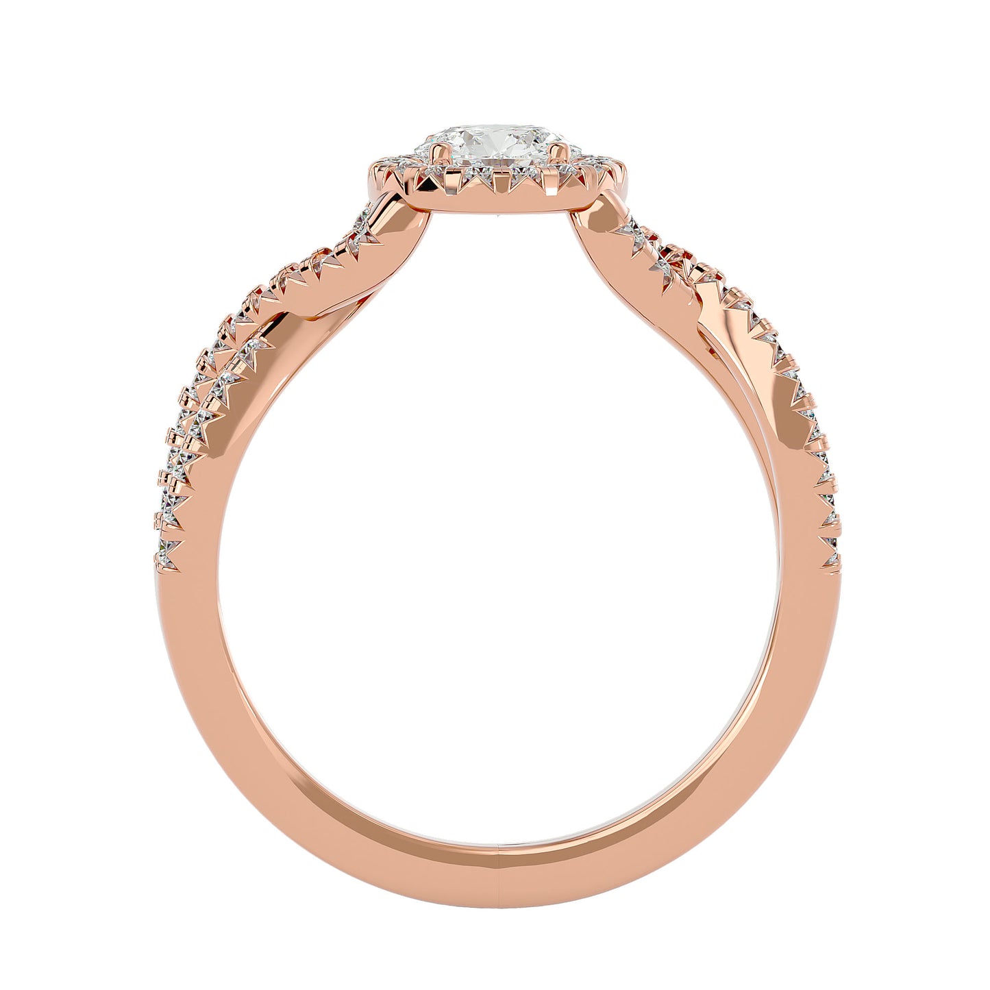 Adere Round halo criss cross diamond engagement ring