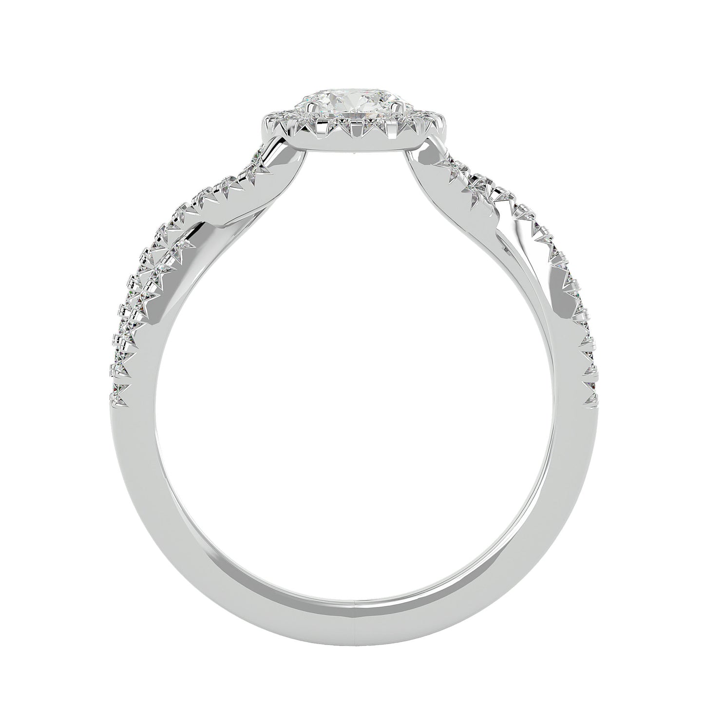 Adere Round halo criss cross diamond engagement ring