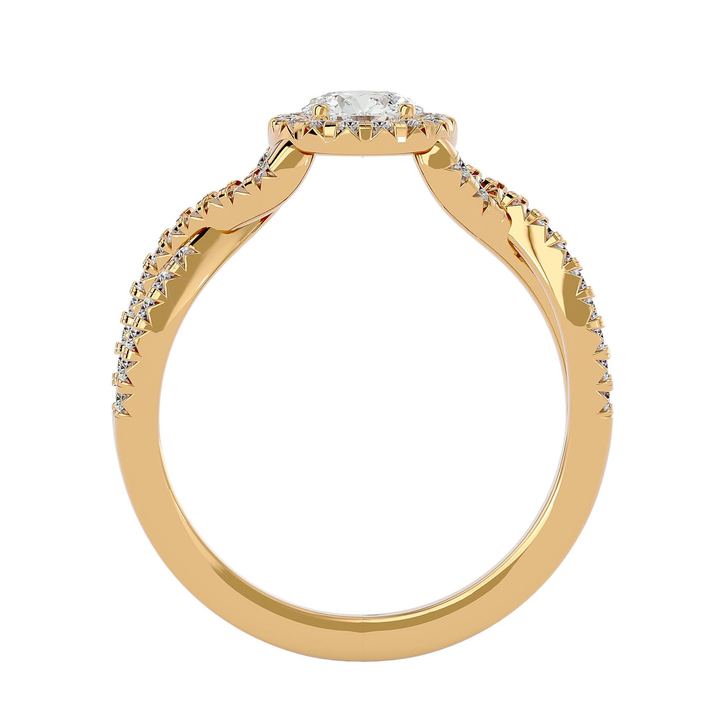 Adere Round halo criss cross diamond engagement ring