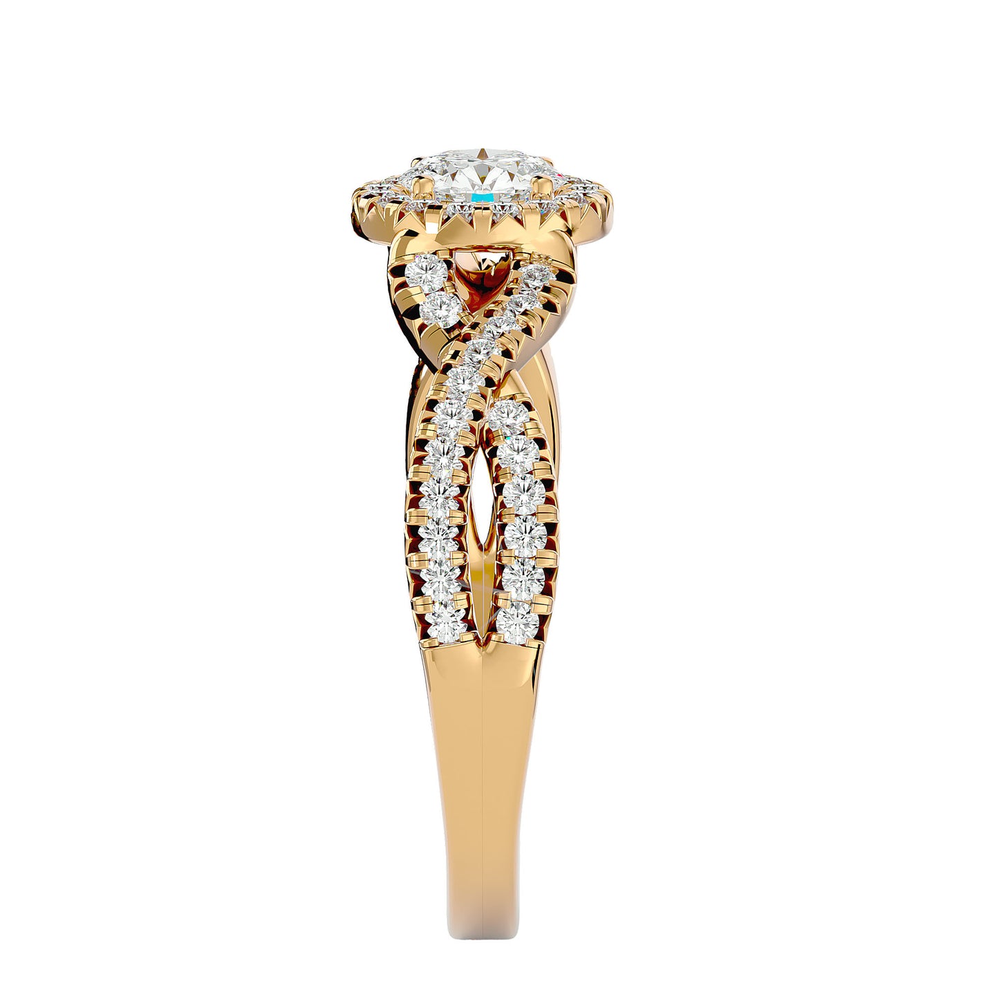 Adere Round halo criss cross diamond engagement ring