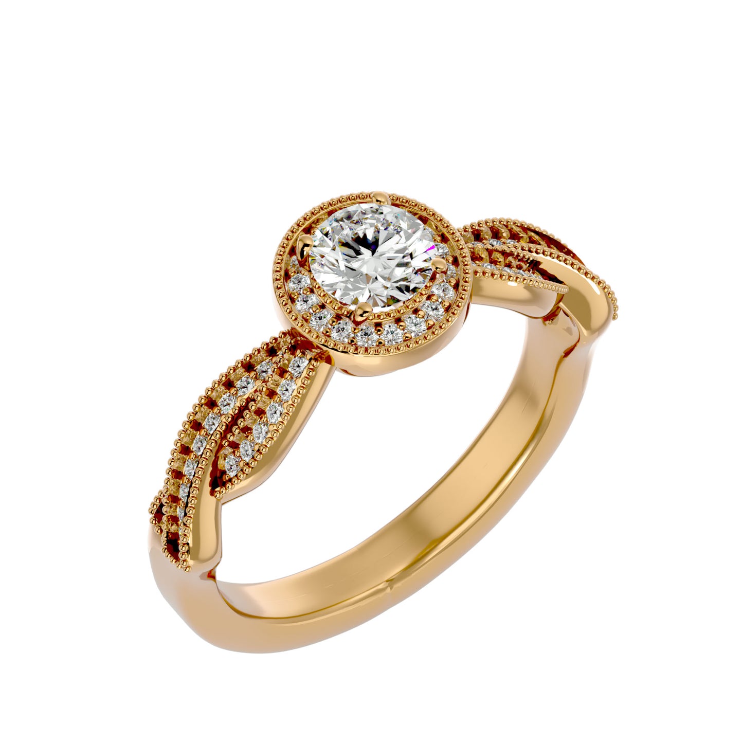 Simmy Round halo diamond engagement ring