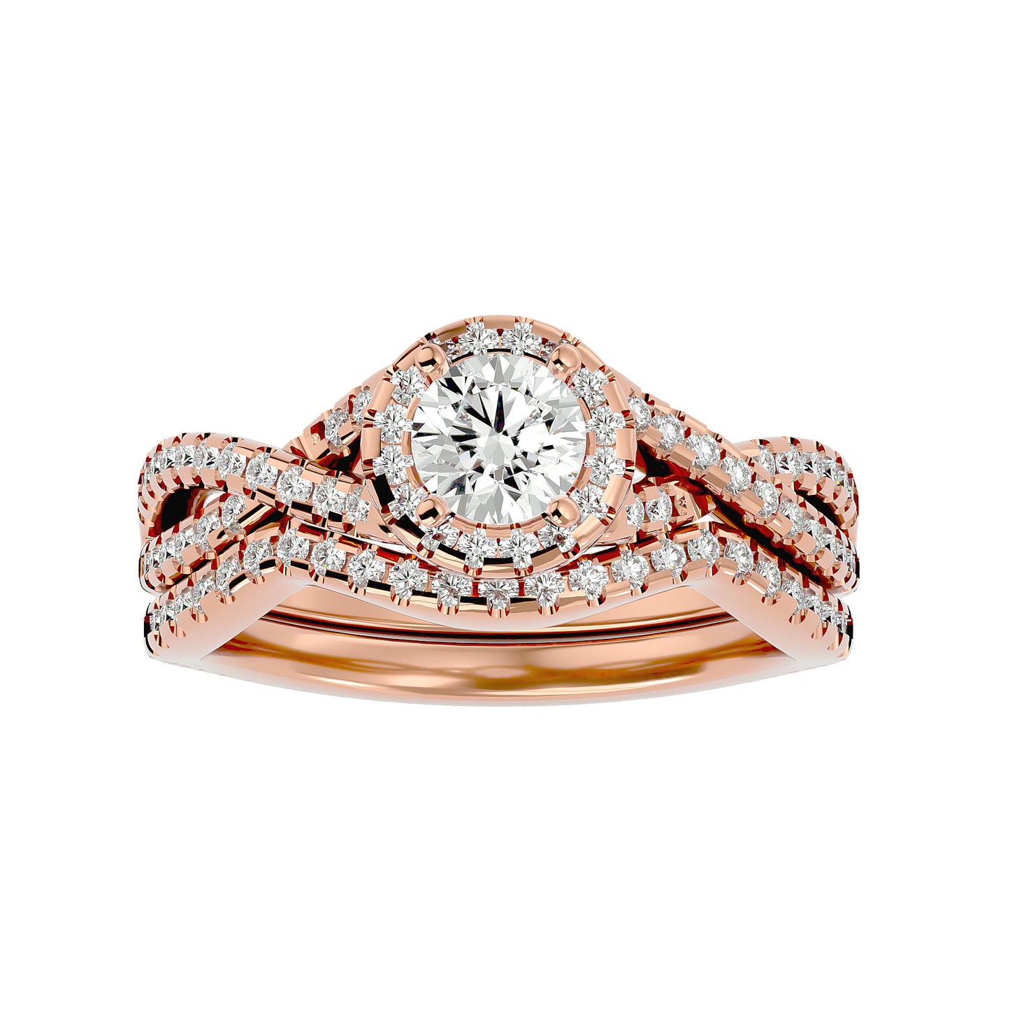 Noemi Halo Criss Cross Diamond Engagement Ring
