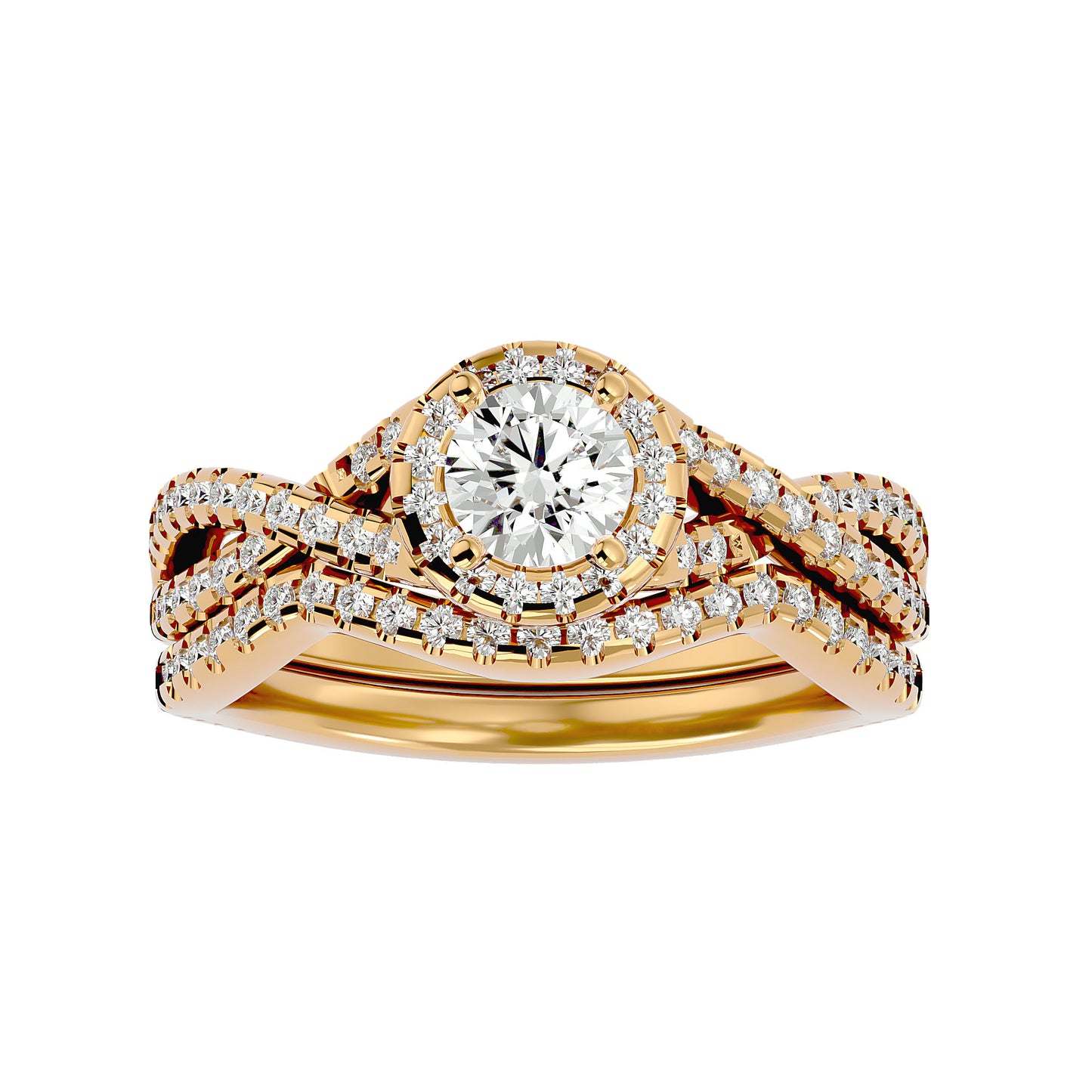 Noemi Halo Criss Cross Diamond Engagement Ring