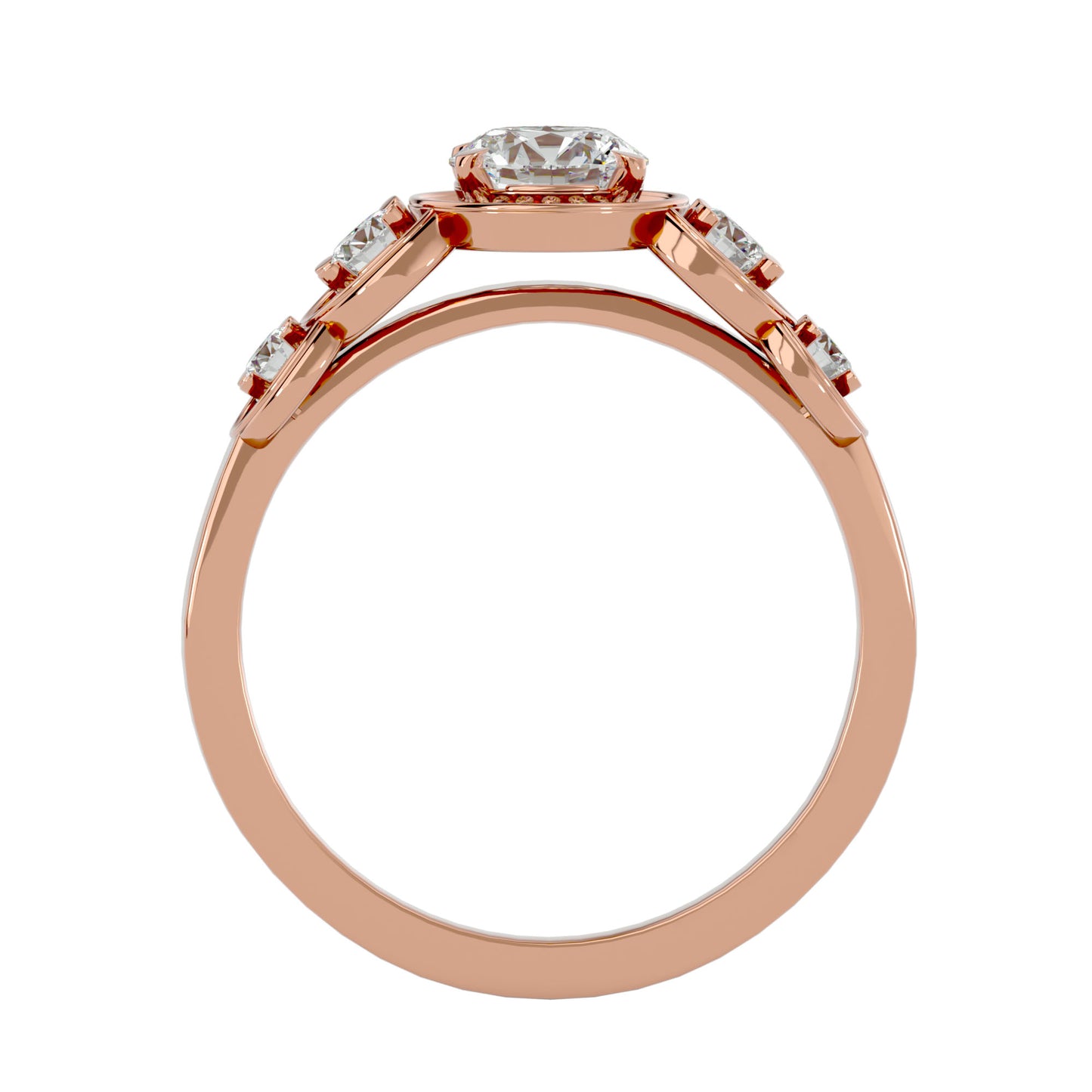 5 round halo diamond engagement ring