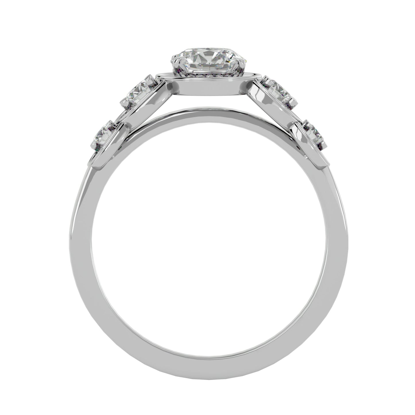 5 round halo diamond engagement ring