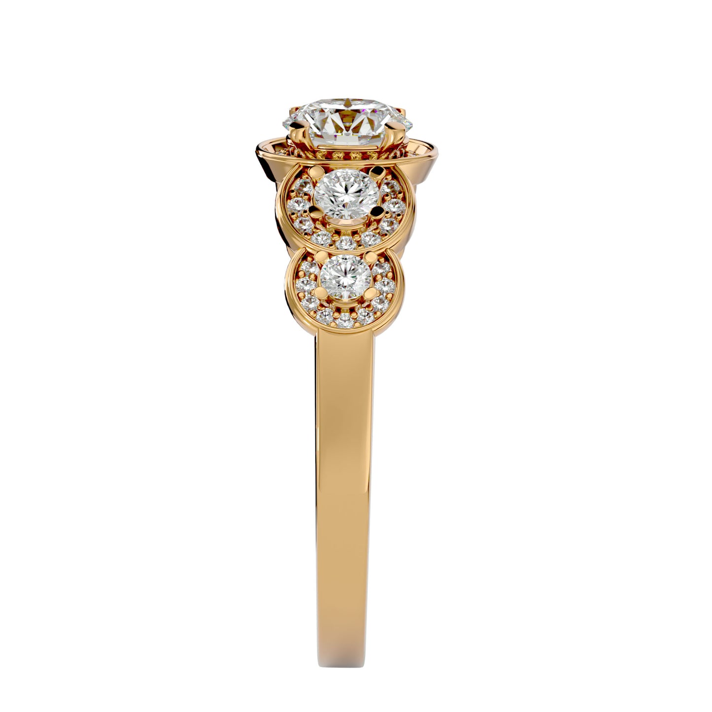 5 round halo diamond engagement ring